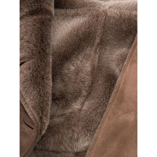 WOMEN BROWN TOSCANA SHEARLING COAT LUBBOCK